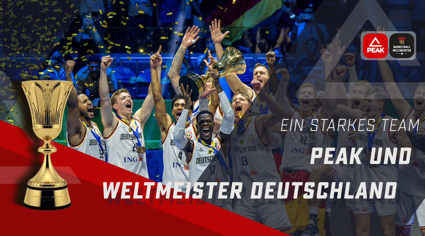 Banner: Ein starkes Team - Peak und Weltmeister Deutschland