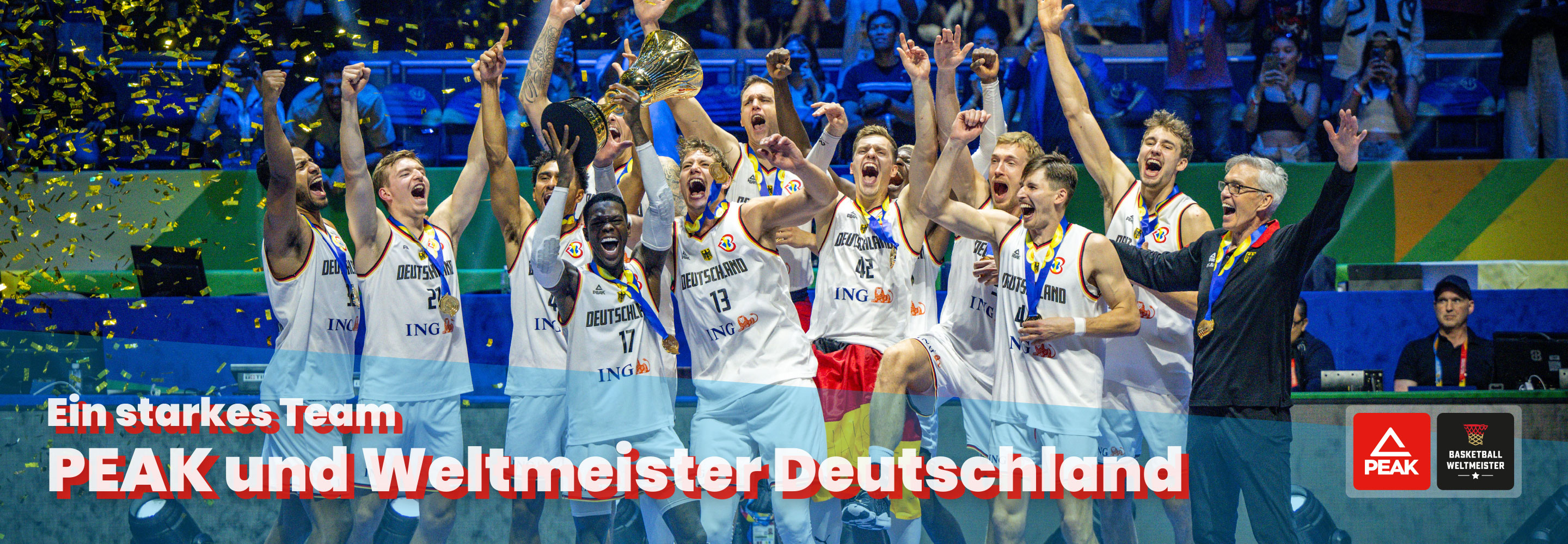 Banner: PEAK und Weltmeister Deutschland